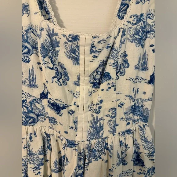 7 For All Mankind Marine Life Toile Dress NEVER WORN - Picture 9 of 14